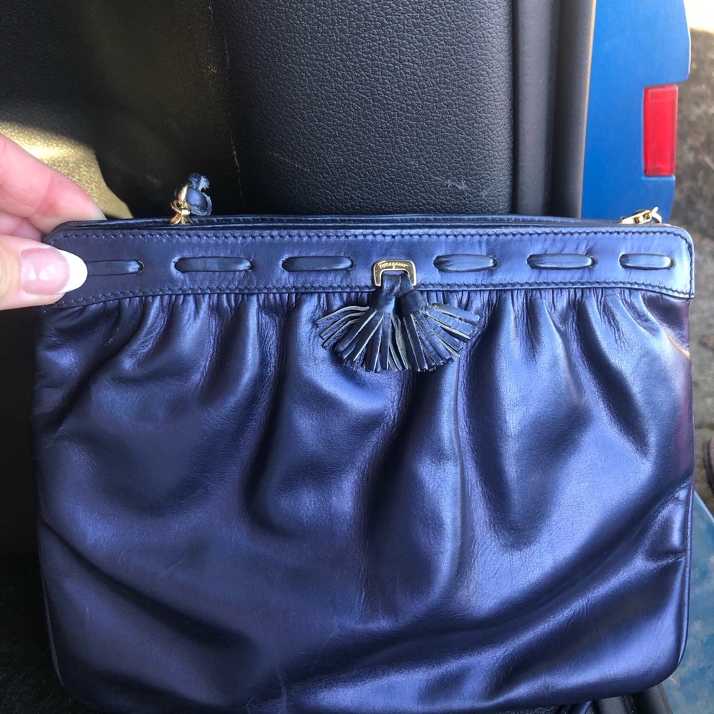 Elegant Blue/Purple Leather Clutch